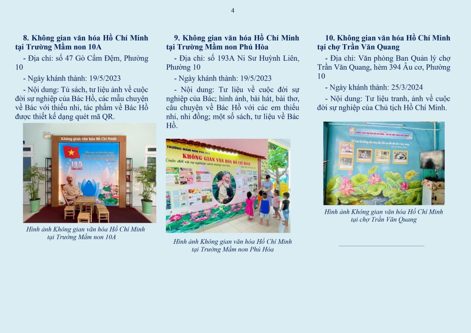Phường 10: Phát hành tờ gấp tuyên truyền thông tin địa điểm Không gian văn hóa Hồ Chí Minh trên địa bàn phường 10