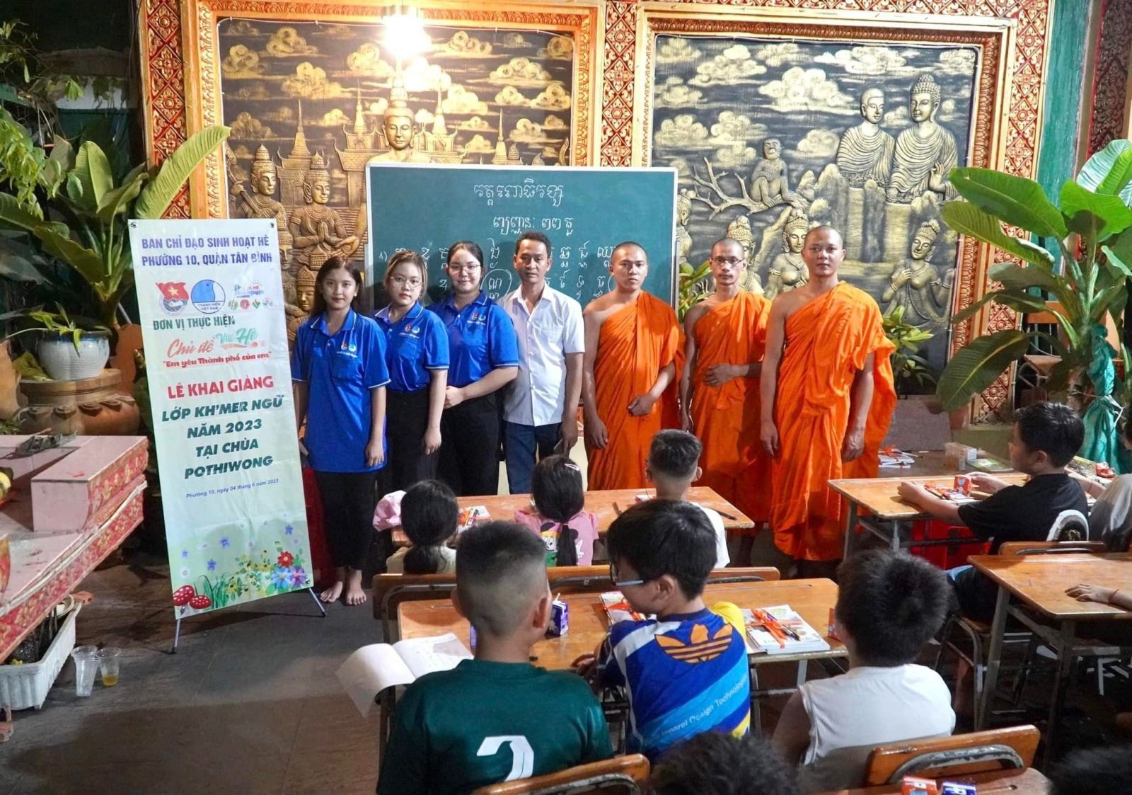 Phường 10: Tổ chức lễ khai giảng lớp học tiếng Khmer hè 2023.